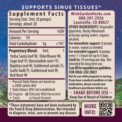 WishGarden Kick-Ass Sinus herbal blend close-up highlighting active ingredients.
