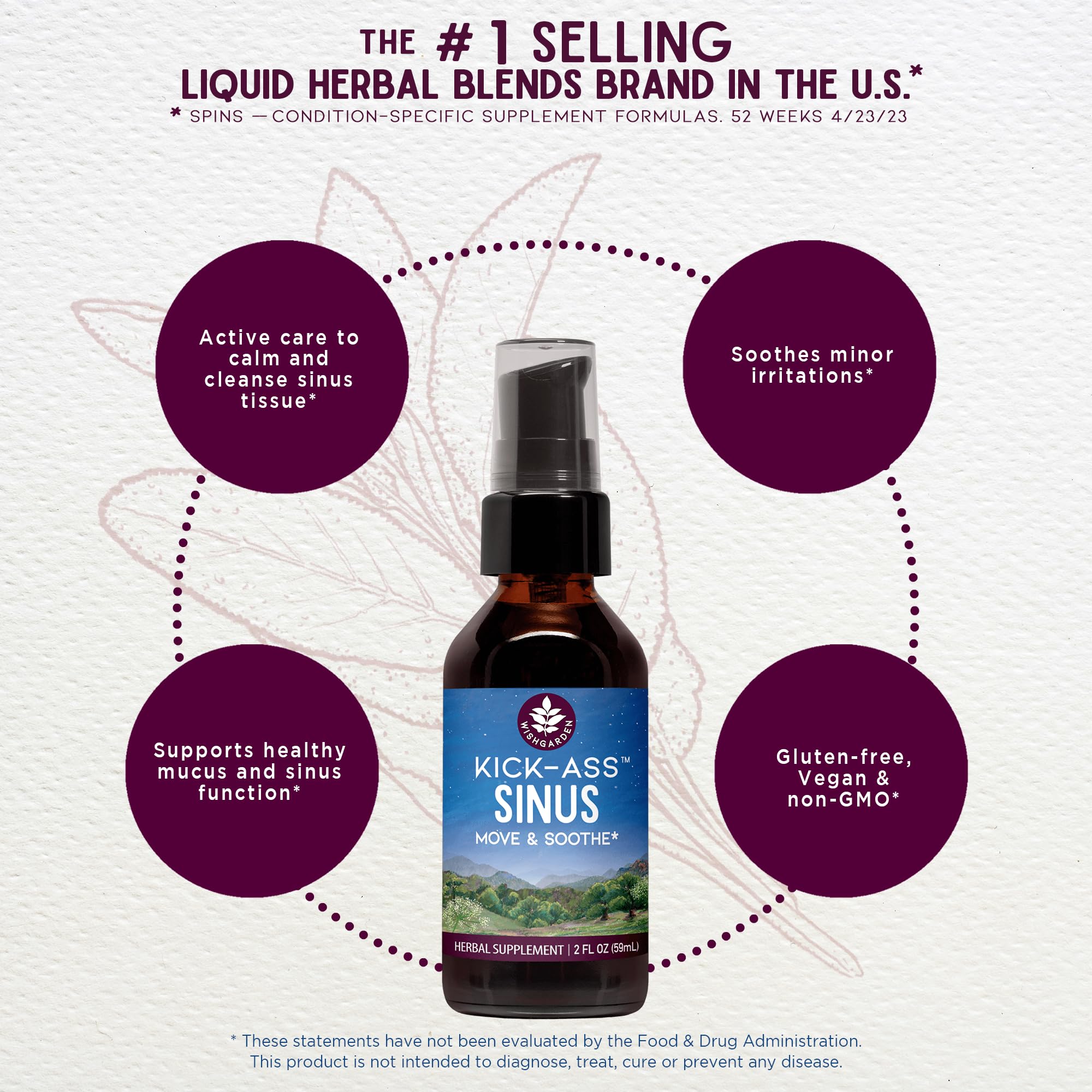 WishGarden Kick-Ass Sinus organic herbs close-up including garlic and horseradish for potency.