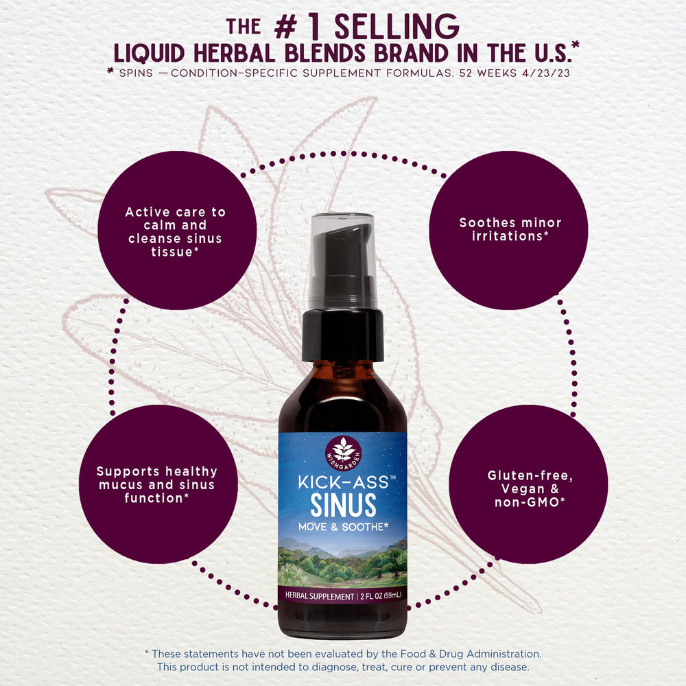 WishGarden Kick-Ass Sinus organic herbs close-up including garlic and horseradish for potency.