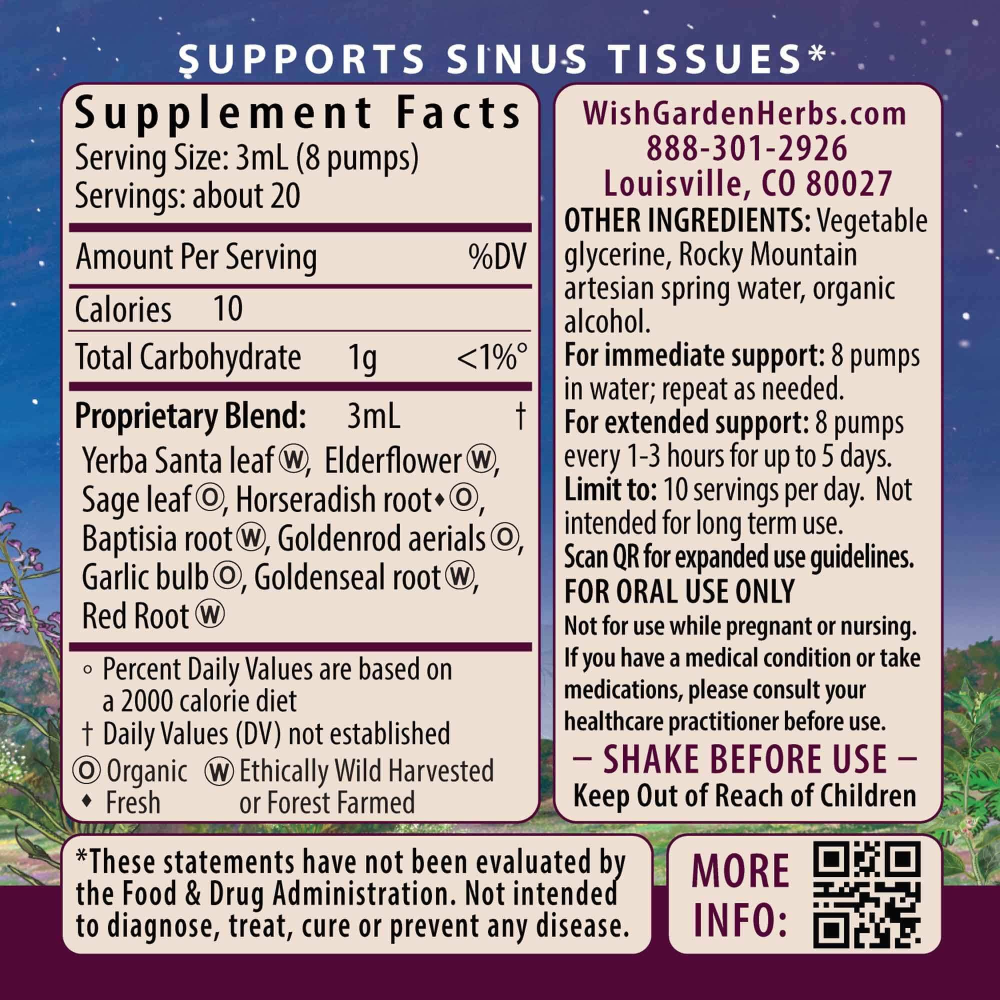 WishGarden Kick-Ass Sinus tincture close-up showing golden liquid for rapid absorption.