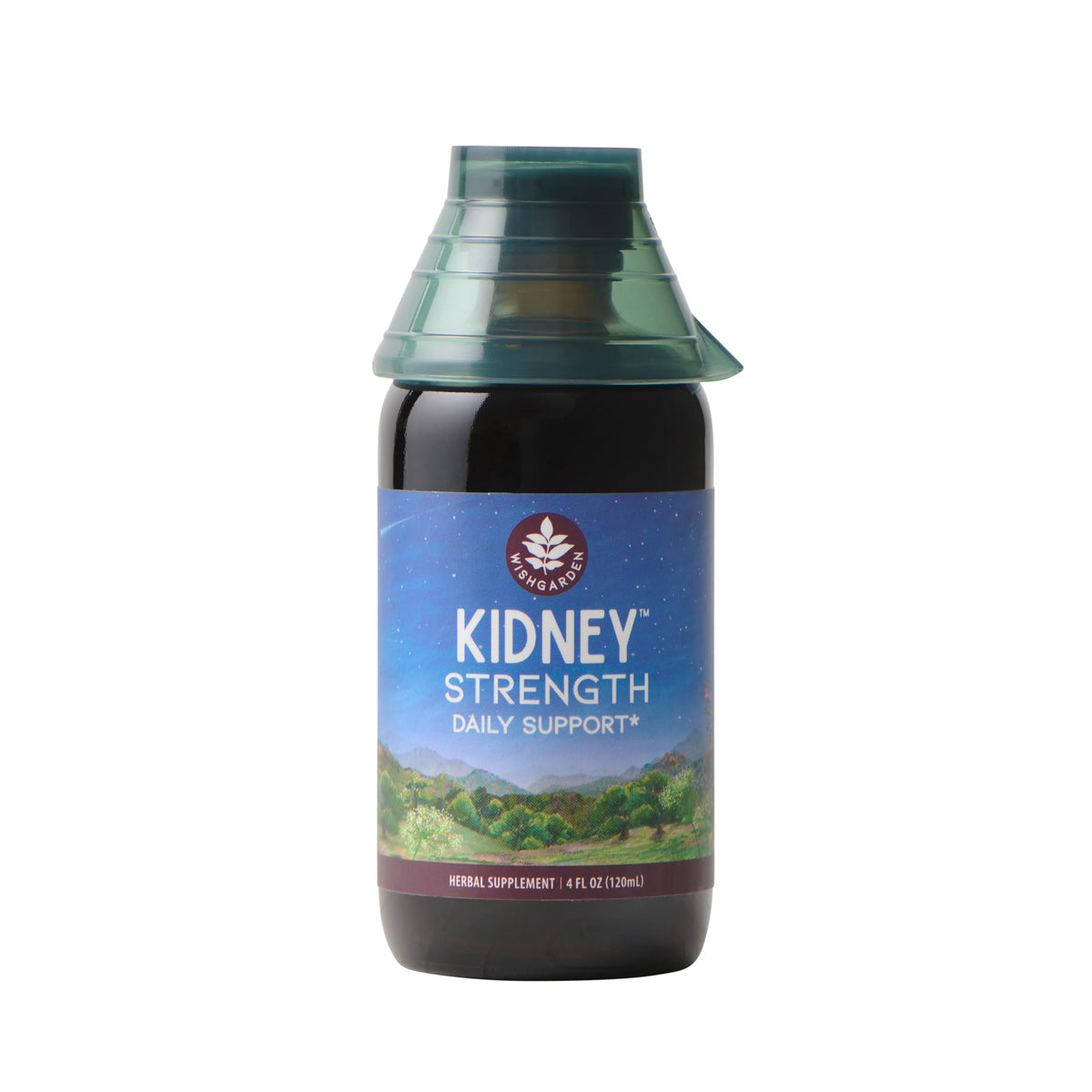 WishGarden Kidney Strength bottle for plant-based kidney support and urinary health function.