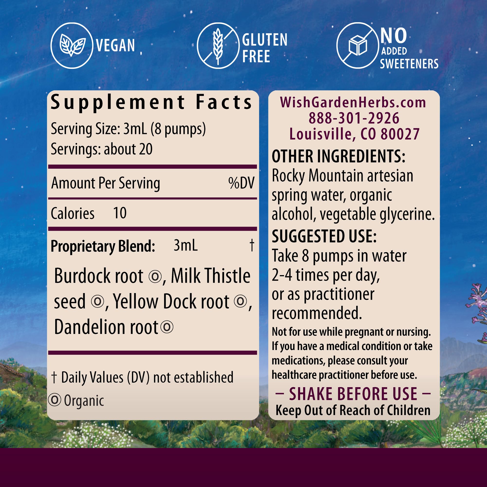 WishGarden Liver Strength Tonic dropper ready for precise 3 mL servings
