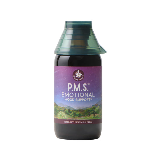 WishGarden PMS Emotional bottle—herbal mood support during your cycle.