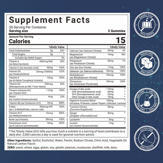 Wiszeen Mens Multivitamin Gummies being poured for quick daily routine supporting muscle health.