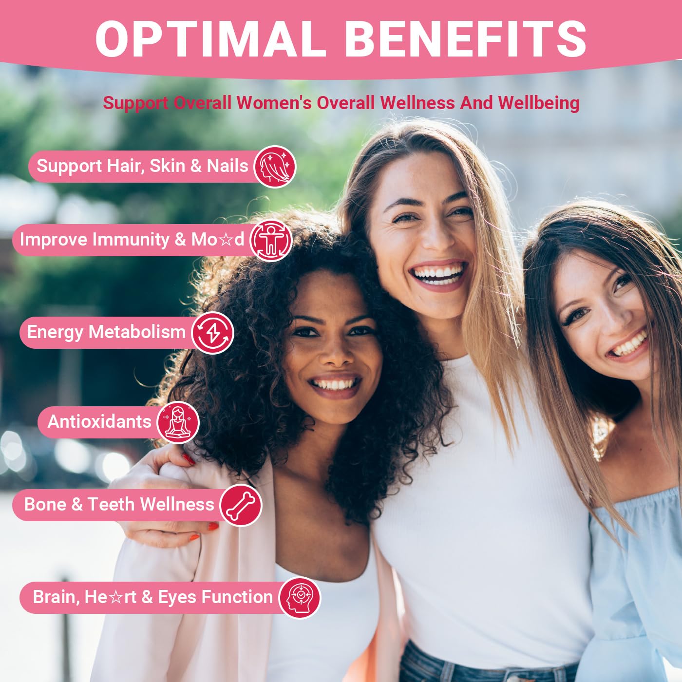 Wiszeen Sugar Free Methylated Multivitamin Women Gummies ingredients panel highlights B vitamins.