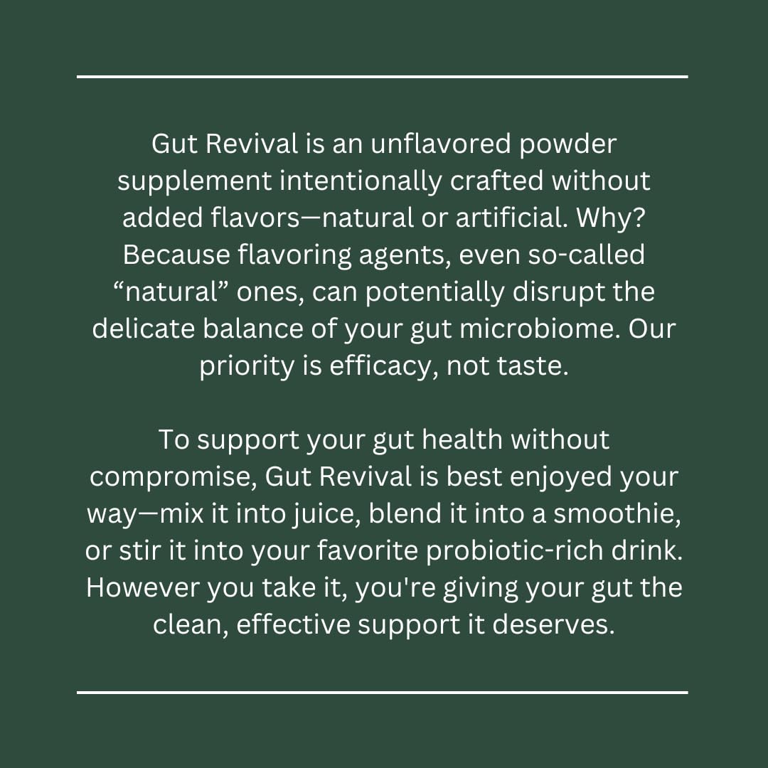 With Meraki Co. Gut Revival label detail emphasizing enzyme blend and probiotics for digestive support.
