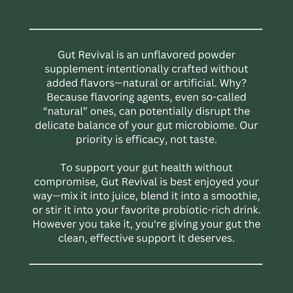 With Meraki Co. Gut Revival label detail emphasizing enzyme blend and probiotics for digestive support.