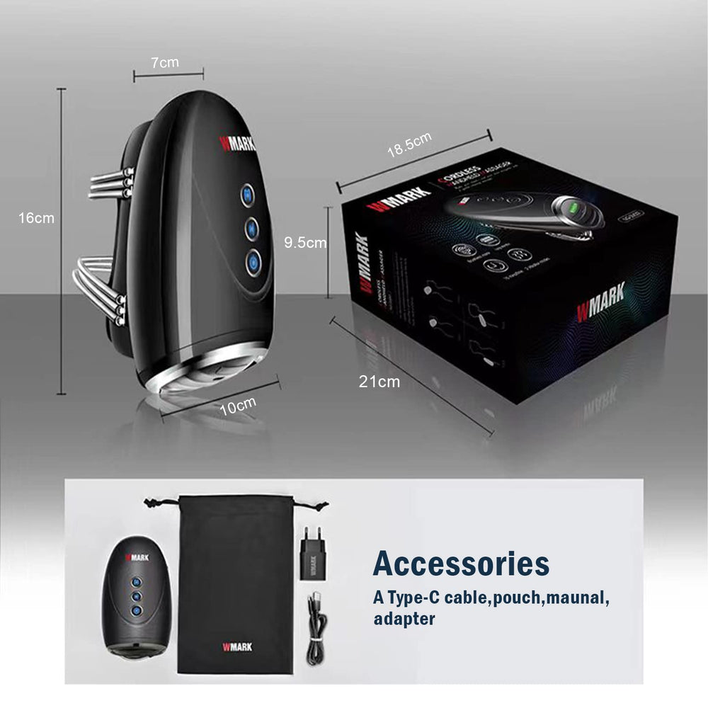 WMARK packaging includes storage bag and charging cable for travel