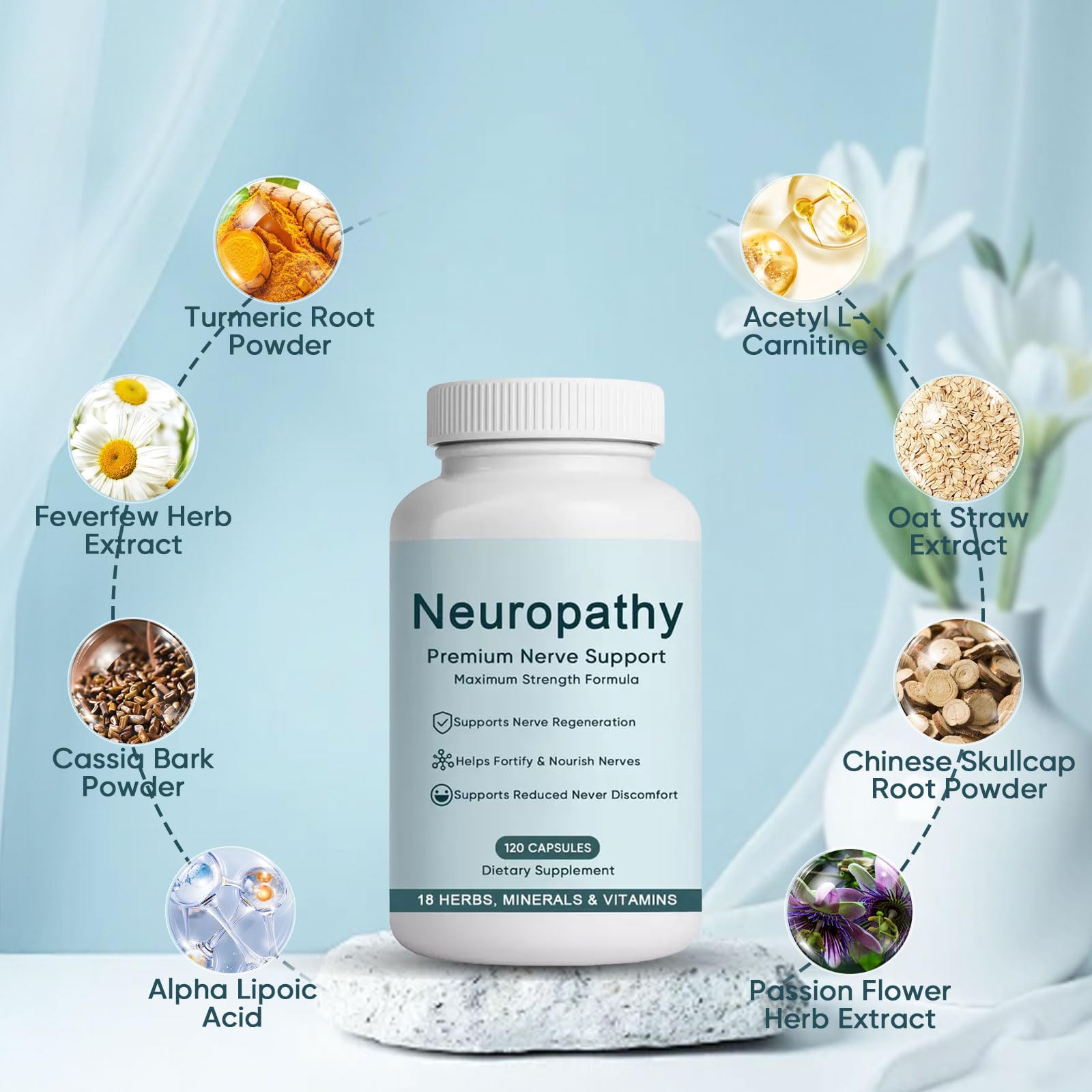 WNOHIQ NerveBright label highlights clean ingredients.
