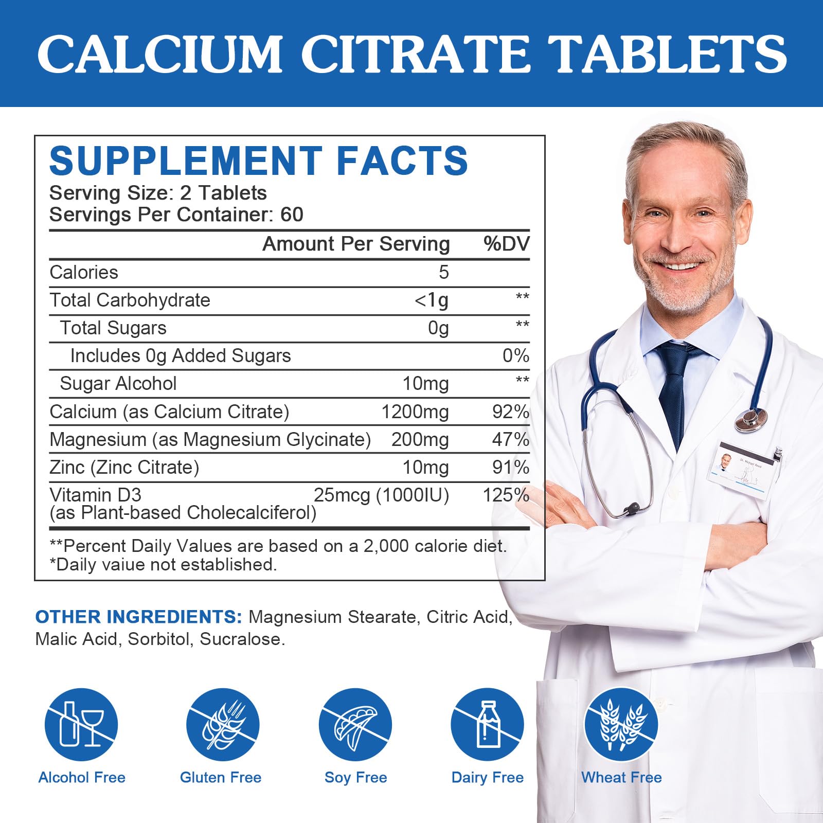 WOGORGT Calcium Citrate 1200mg tablet dissolving scene shows easy dissolution for gentle daily intake