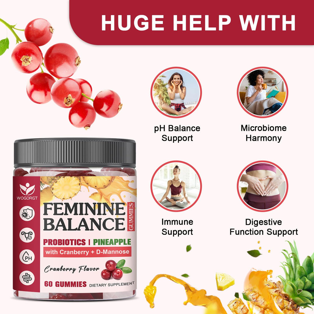 WOGORGT Gummies with cranberry extract for urinary comfort support.