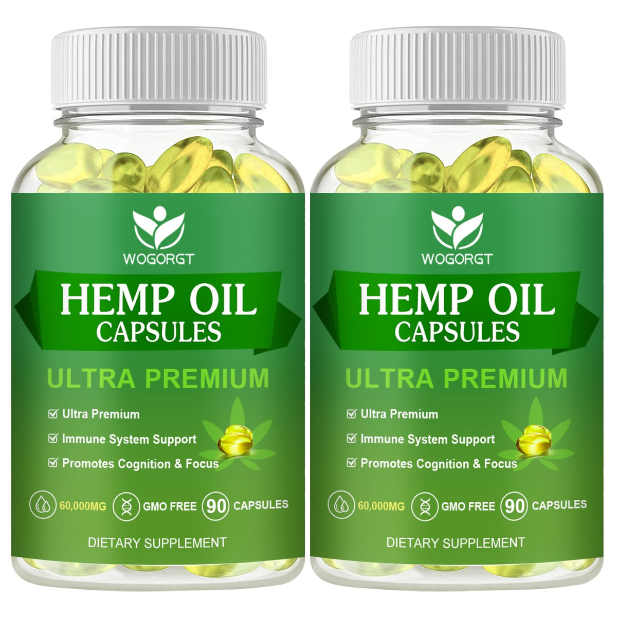 WOGORGT hemp oil capsules bottle pour for convenient daily focus support