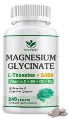 WOGORGT magnesium glycinate tablets closeup for daily balance and calm.
