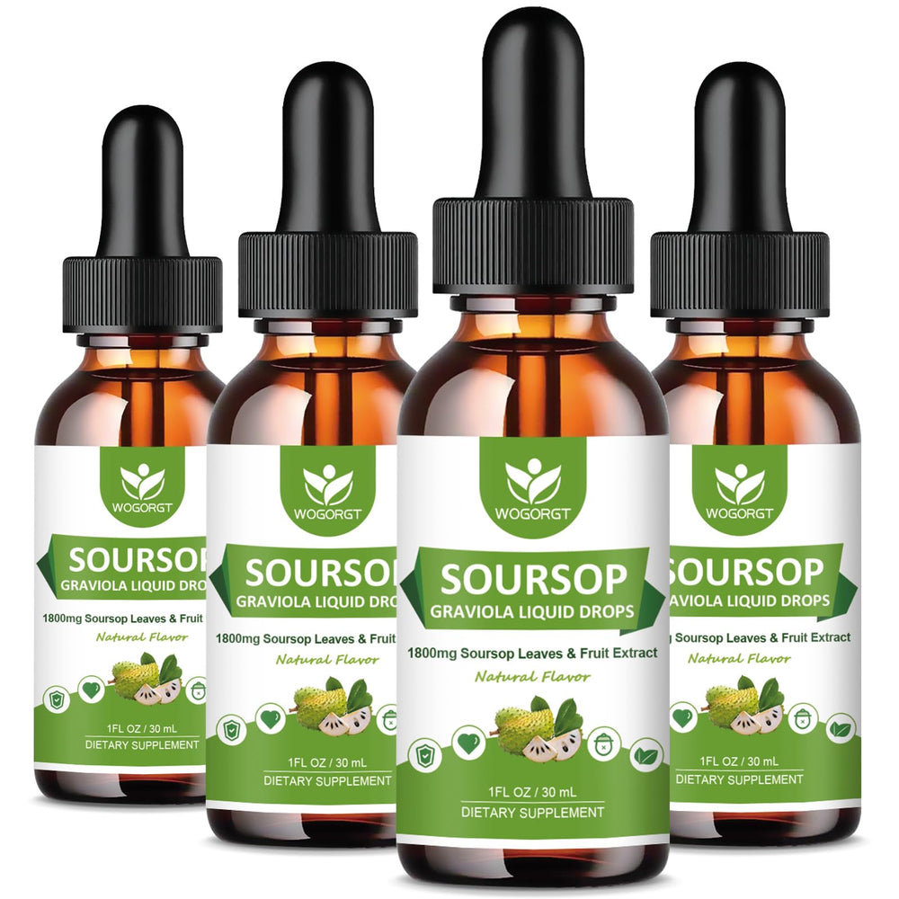 WOGORGT Soursop Drops bottle pour highlights natural flavor for daily use.