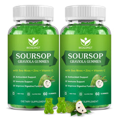 WOGORGT Soursop Graviola gummies bottle showing daily immune support potential.