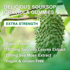 Lifestyle shot of taking WOGORGT Soursop Graviola gummies for daily wellness routine.