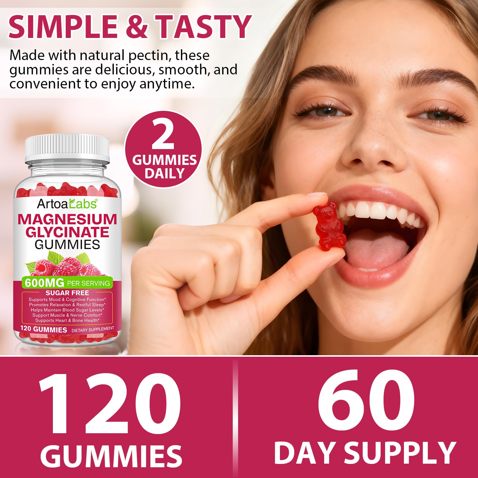 WOJBALMN packaging box emphasizing sugar-free formula for family use.