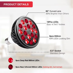 Wolezek LED red light lamp shows 660nm and 850nm diodes for versatile use.