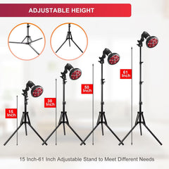 Wolezek LED red light lamp height range 15 to 61 inches for flexible setup.