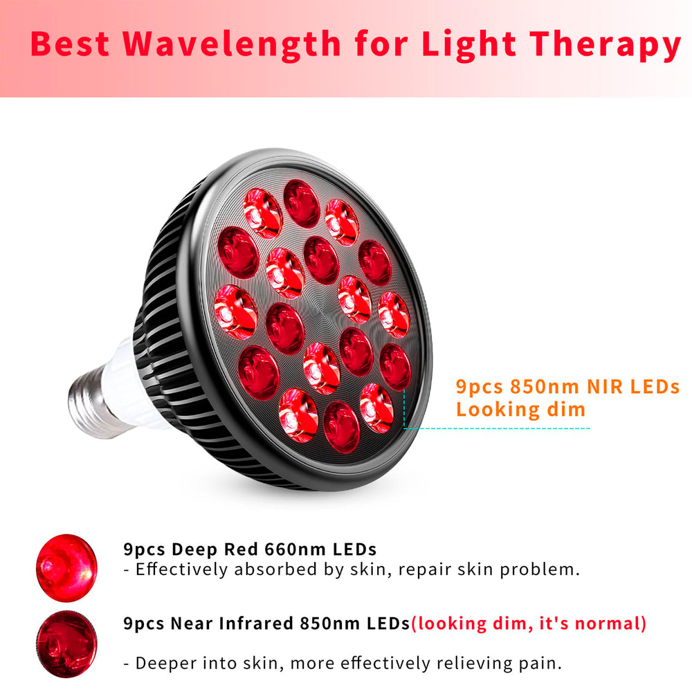 wolezek red light therapy bulb aimed at the face for convenient facial sessions.
