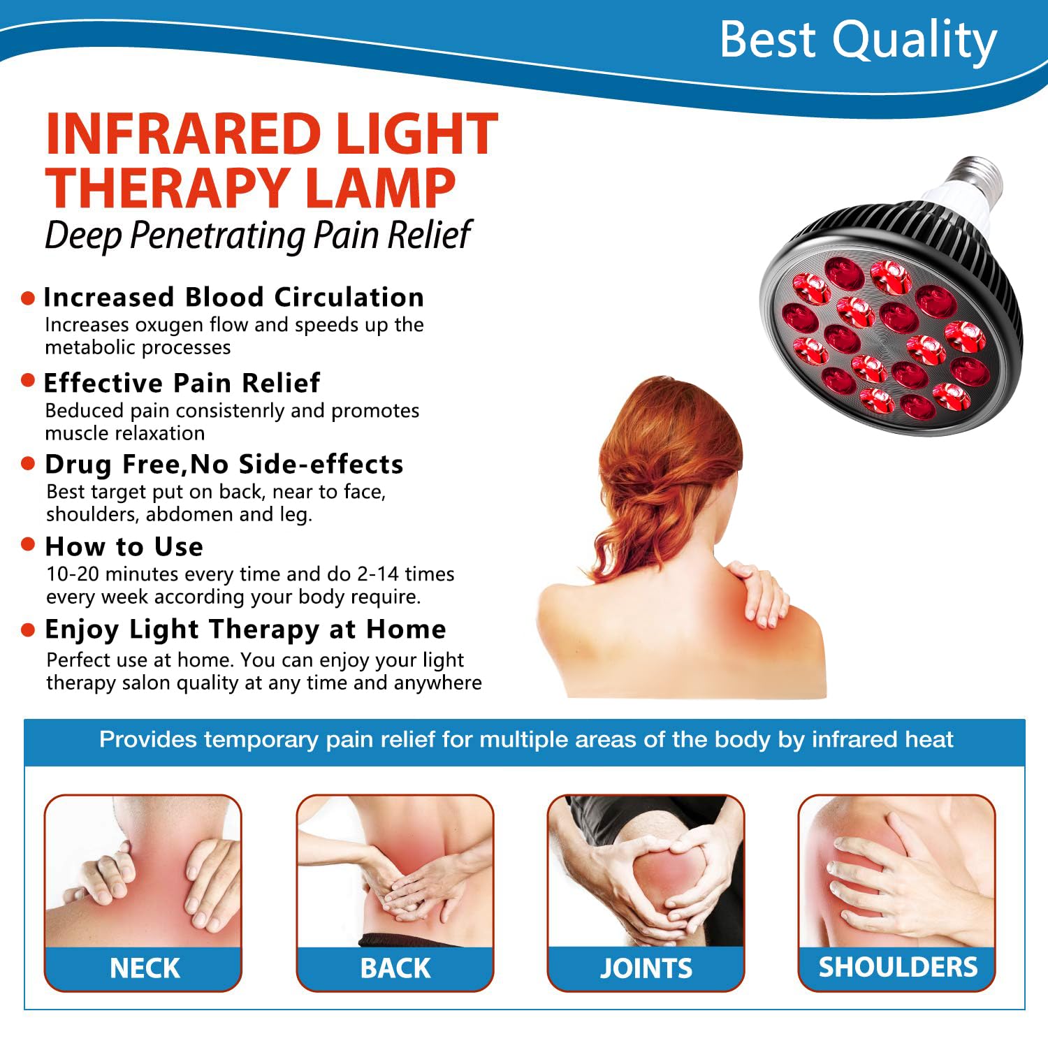 wolezek red light therapy bulb mounted with floor lamp for stable home use.
