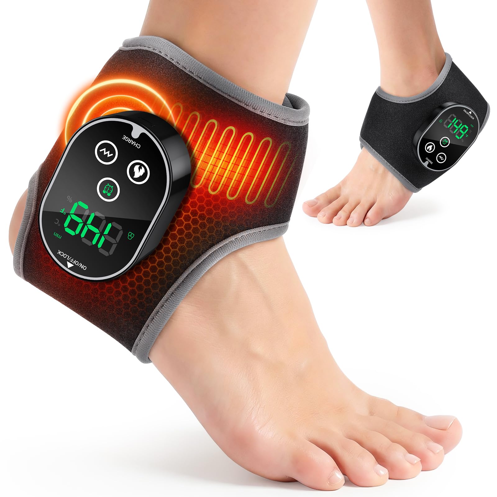 WoloyHeatie cordless ankle heating pad front view eases foot fatigue