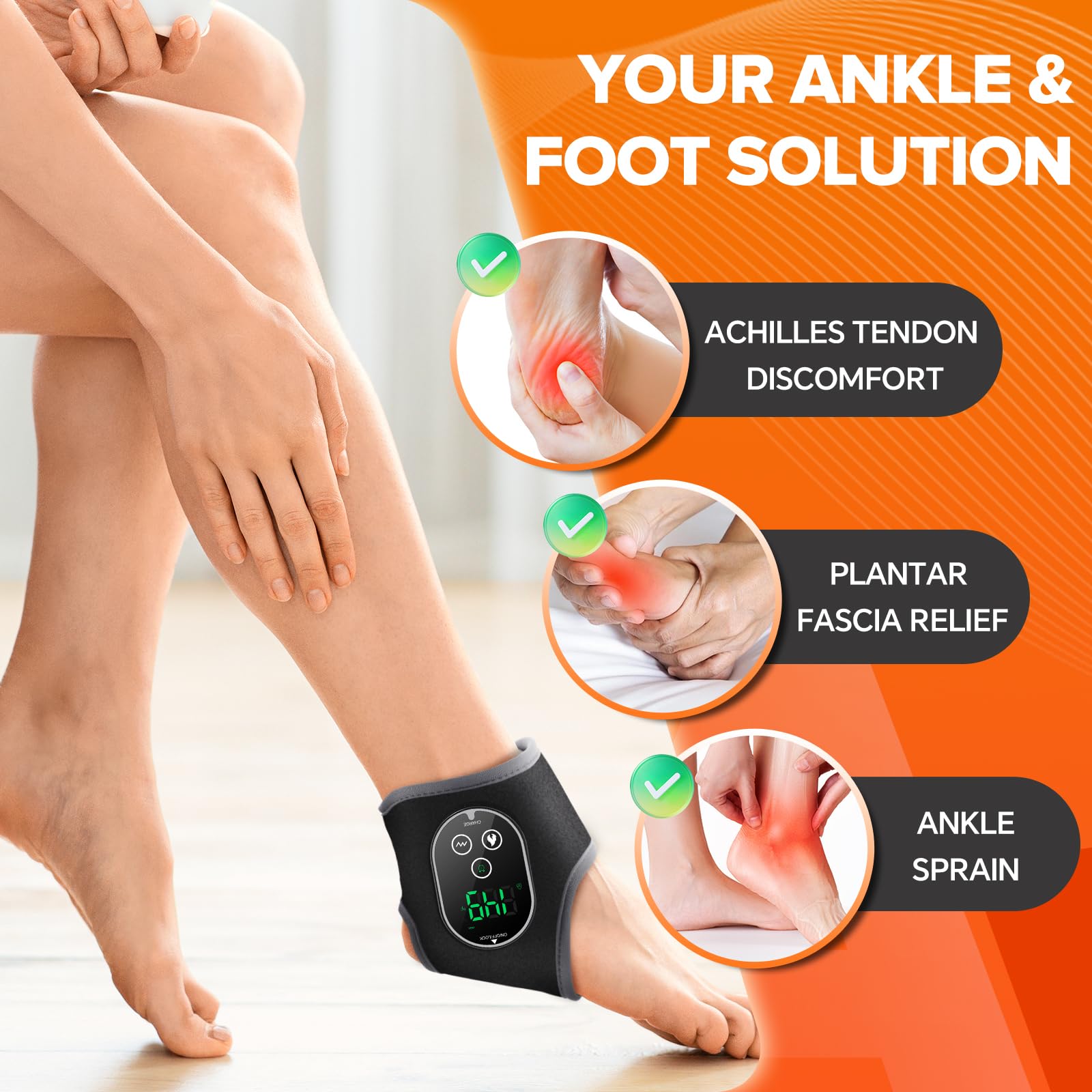 WoloyHeatie cordless ankle heating pad side view shows compact design