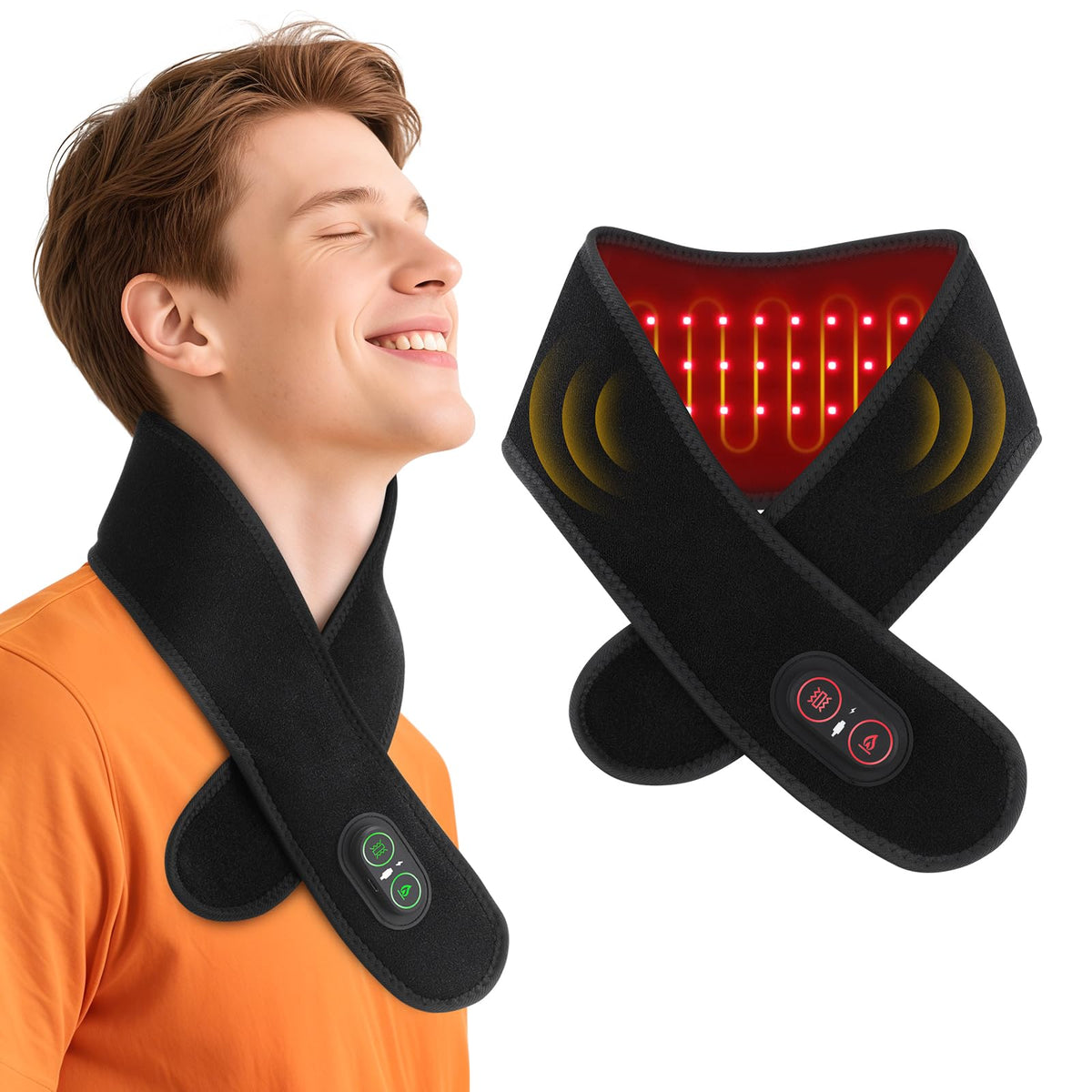 WoloyHeatie cordless neck heating pad front view for portable relief