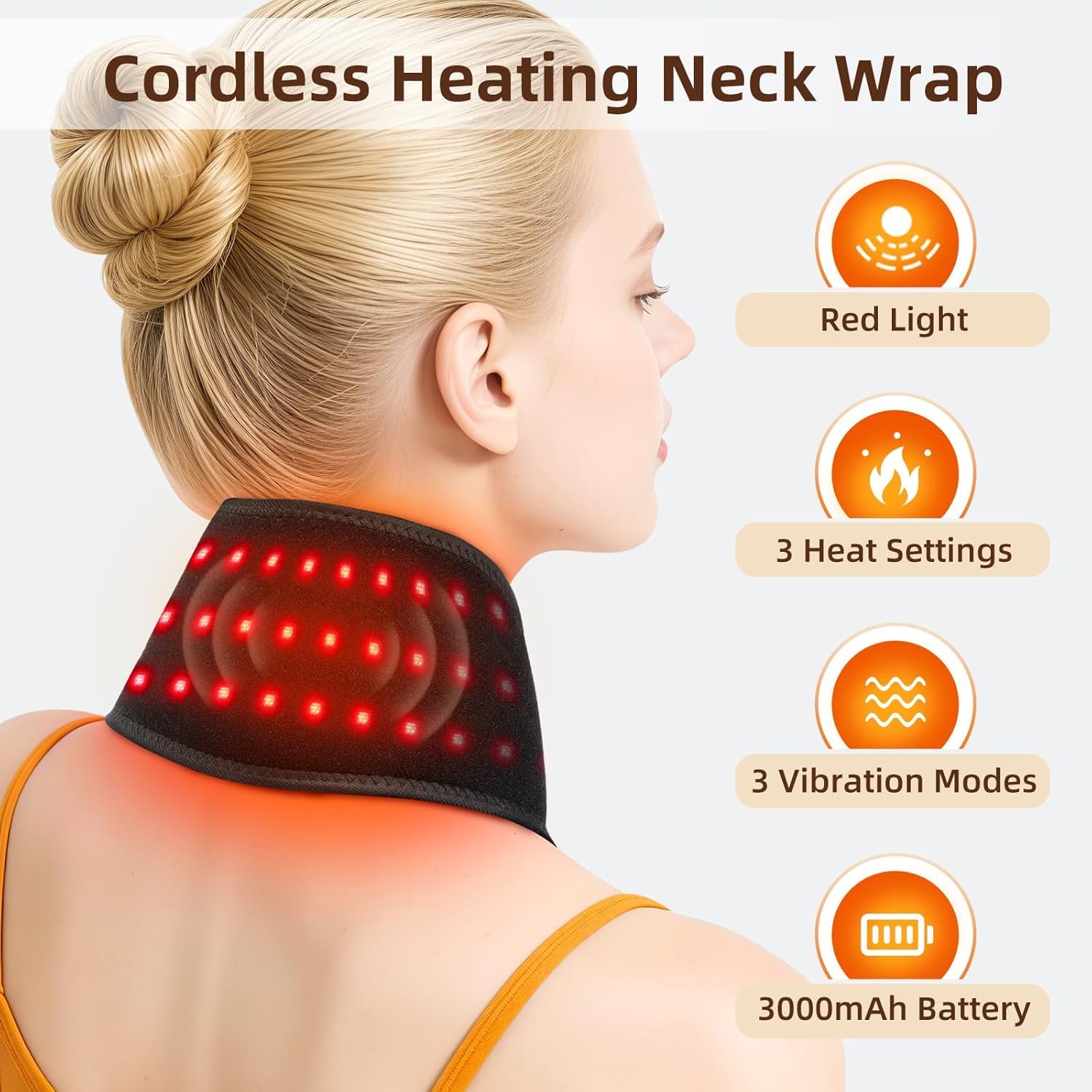WoloyHeatie neck heating pad wrap-around shows secure, comfortable wear