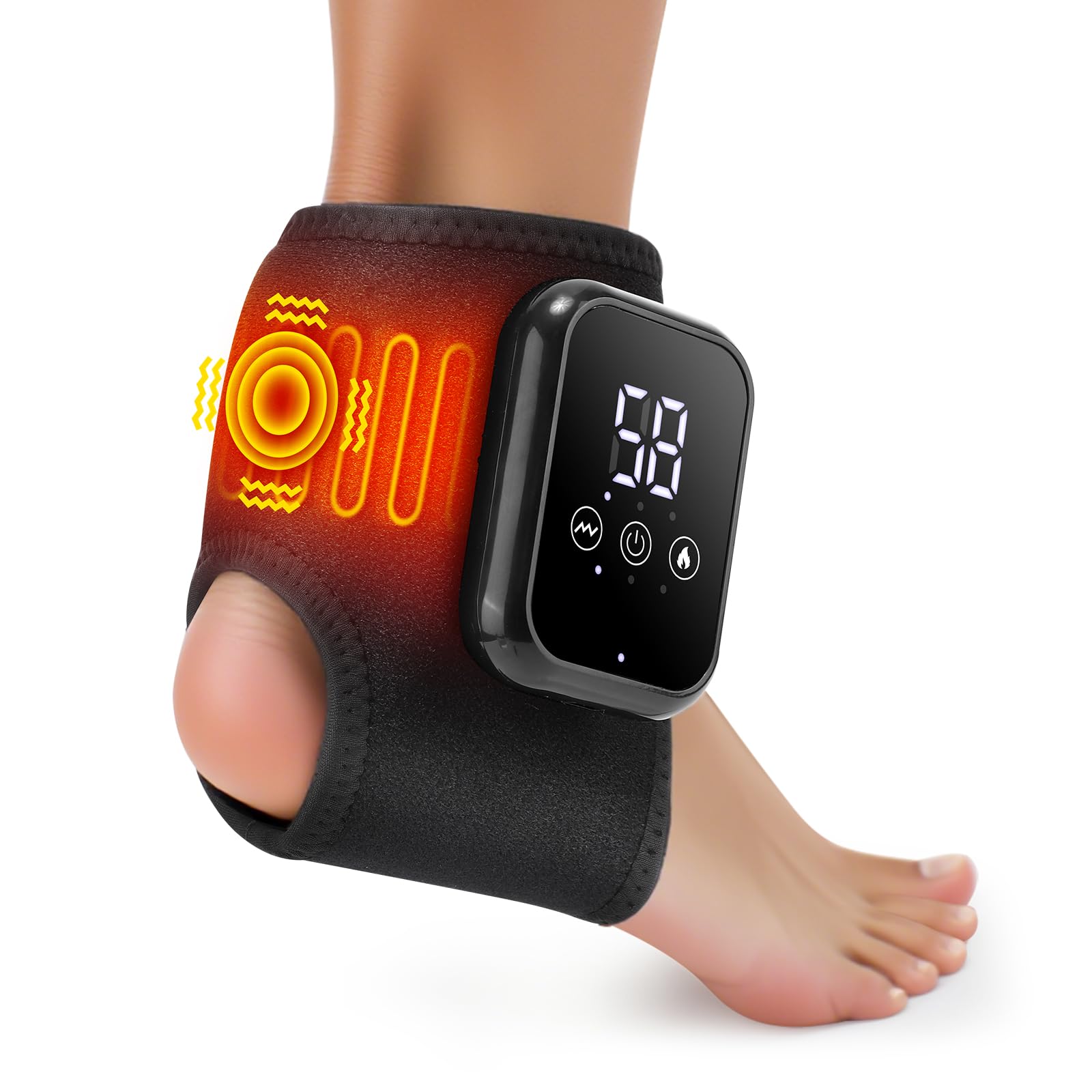 WoloyHeatie heated ankle brace cordless design for on-the-go warmth and mobility.