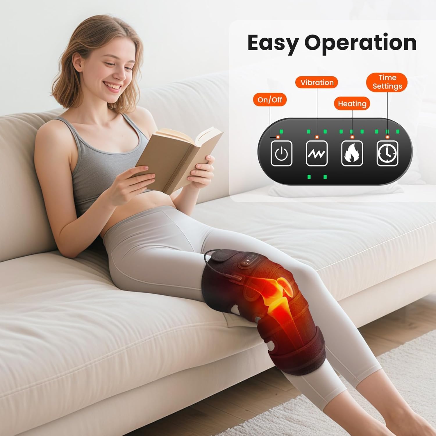 WoloyHeatie knee massager adaptive ergonomic support with breathable straps