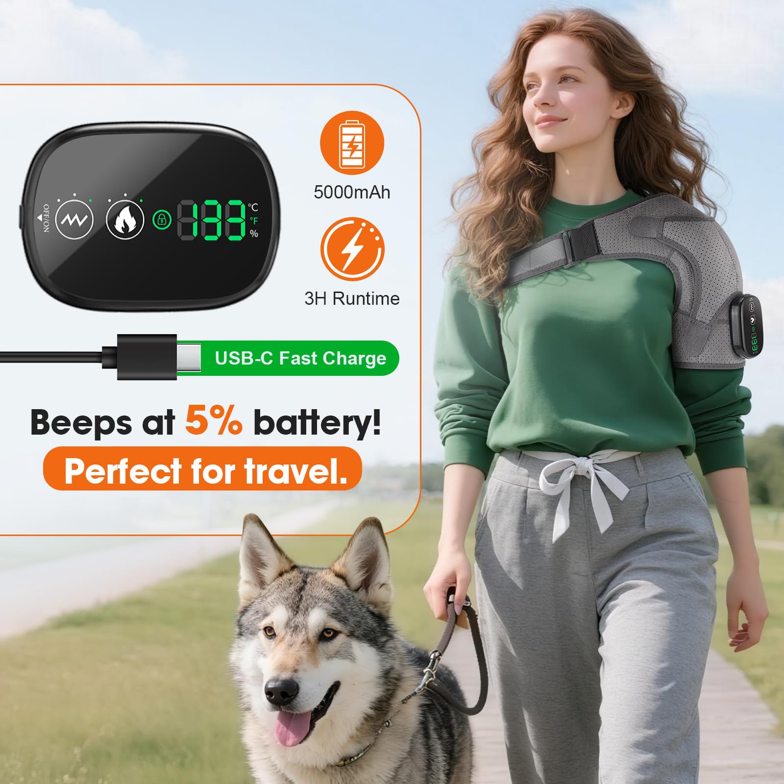 WoloyHeatie rechargeable 5000mAh battery powers over two hours of warmth