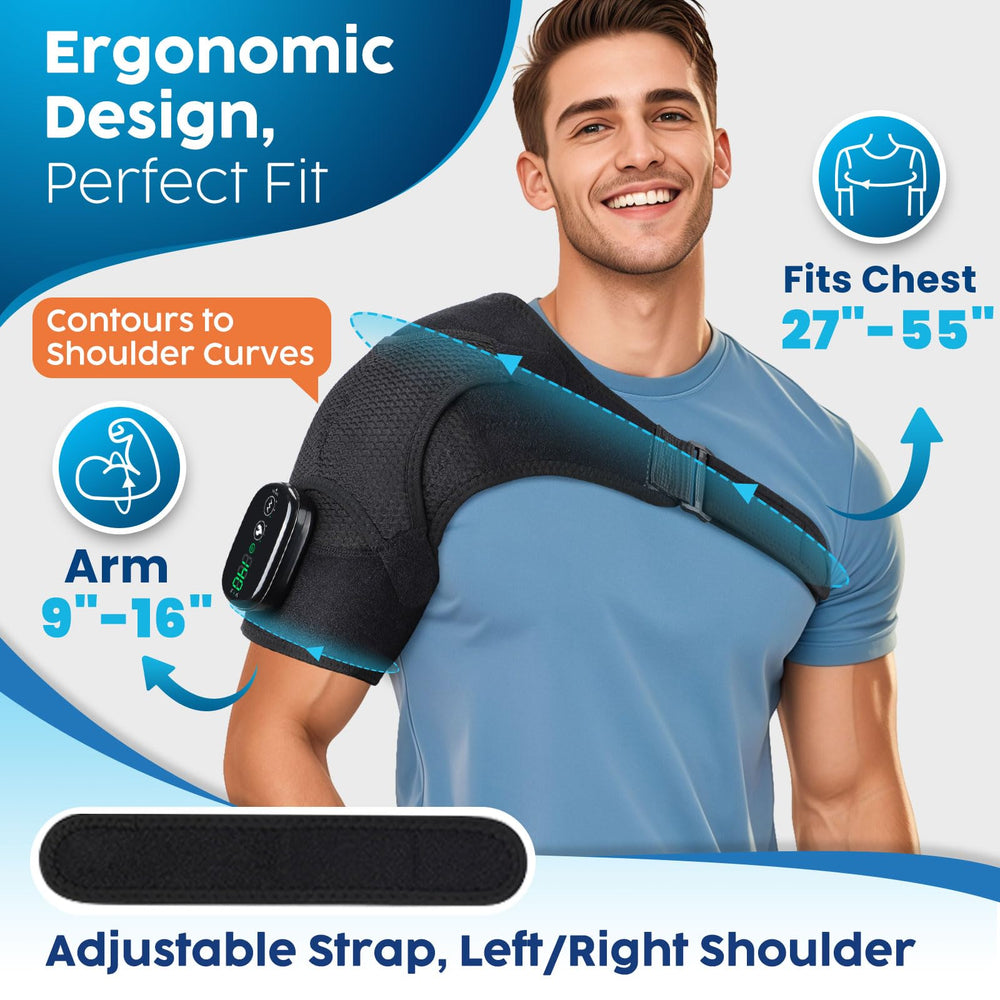 WoloyHeatie rotator cuff relief wrap in use during recovery