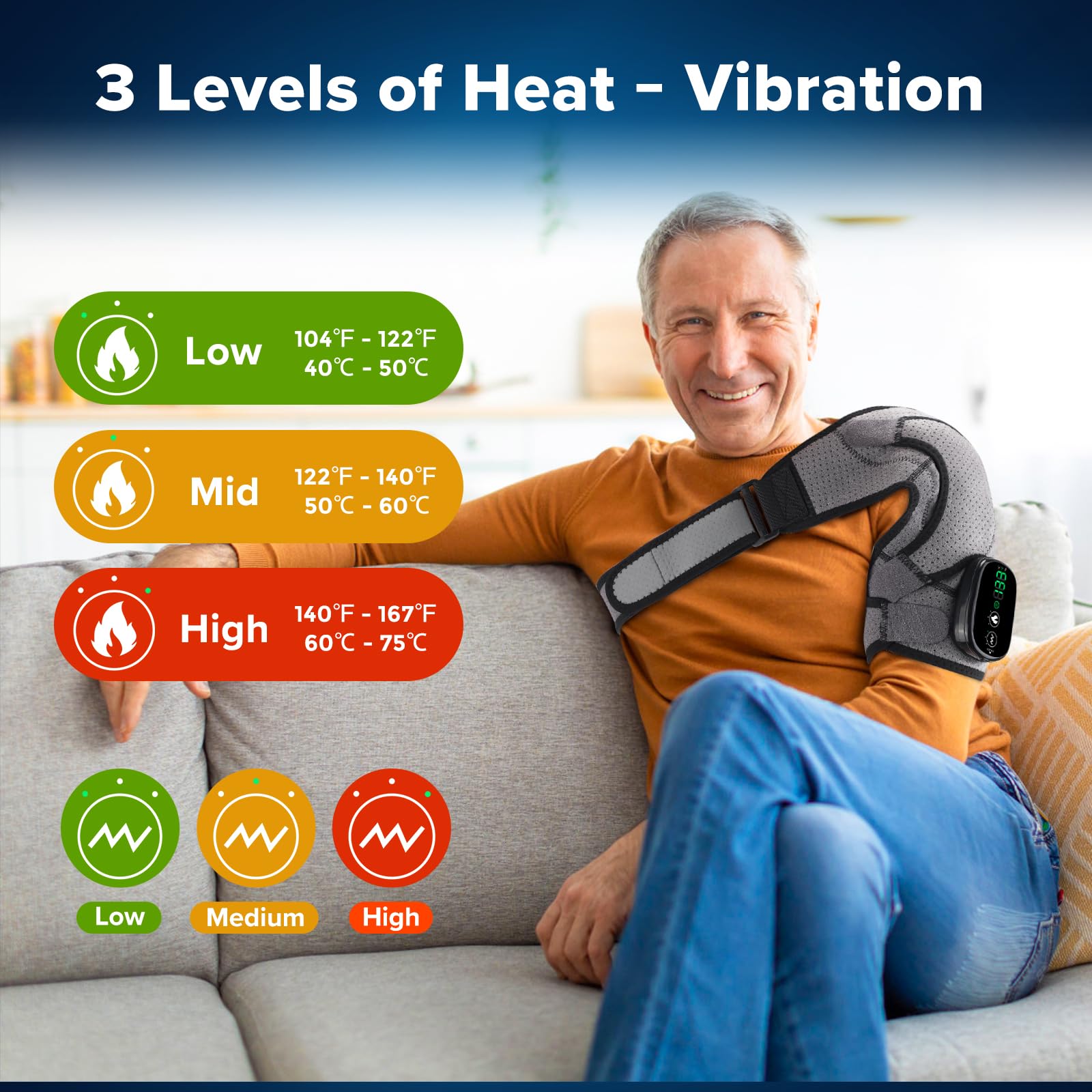 WoloyHeatie massaging function demonstrates soothing vibration for deep tissue relaxation