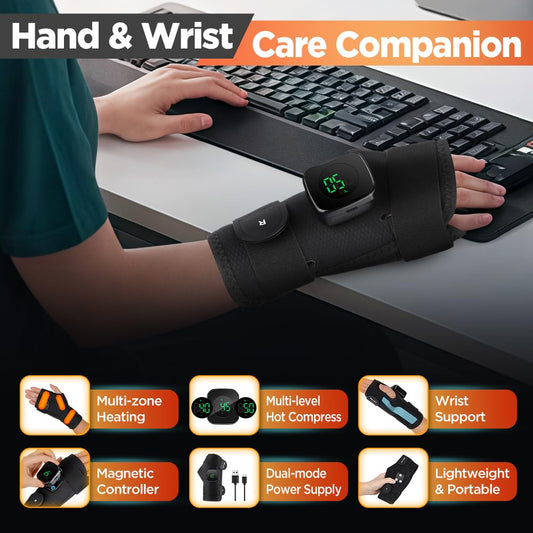 WoloyHeatie wrist heating pad magnetic controller and clear digital display for easy adjustments.