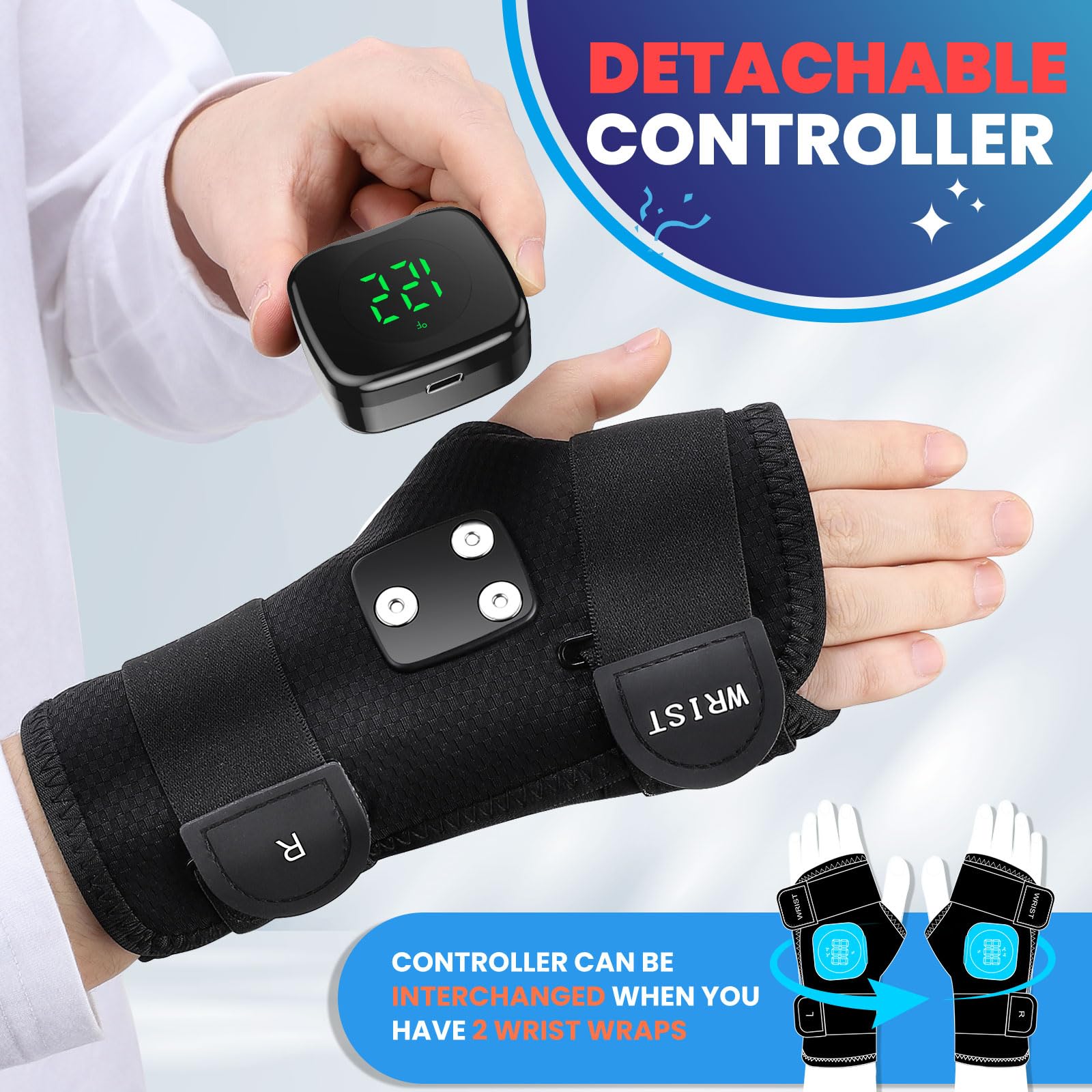 WoloyHeatie dual-mode power with cordless battery or USB-C connection.