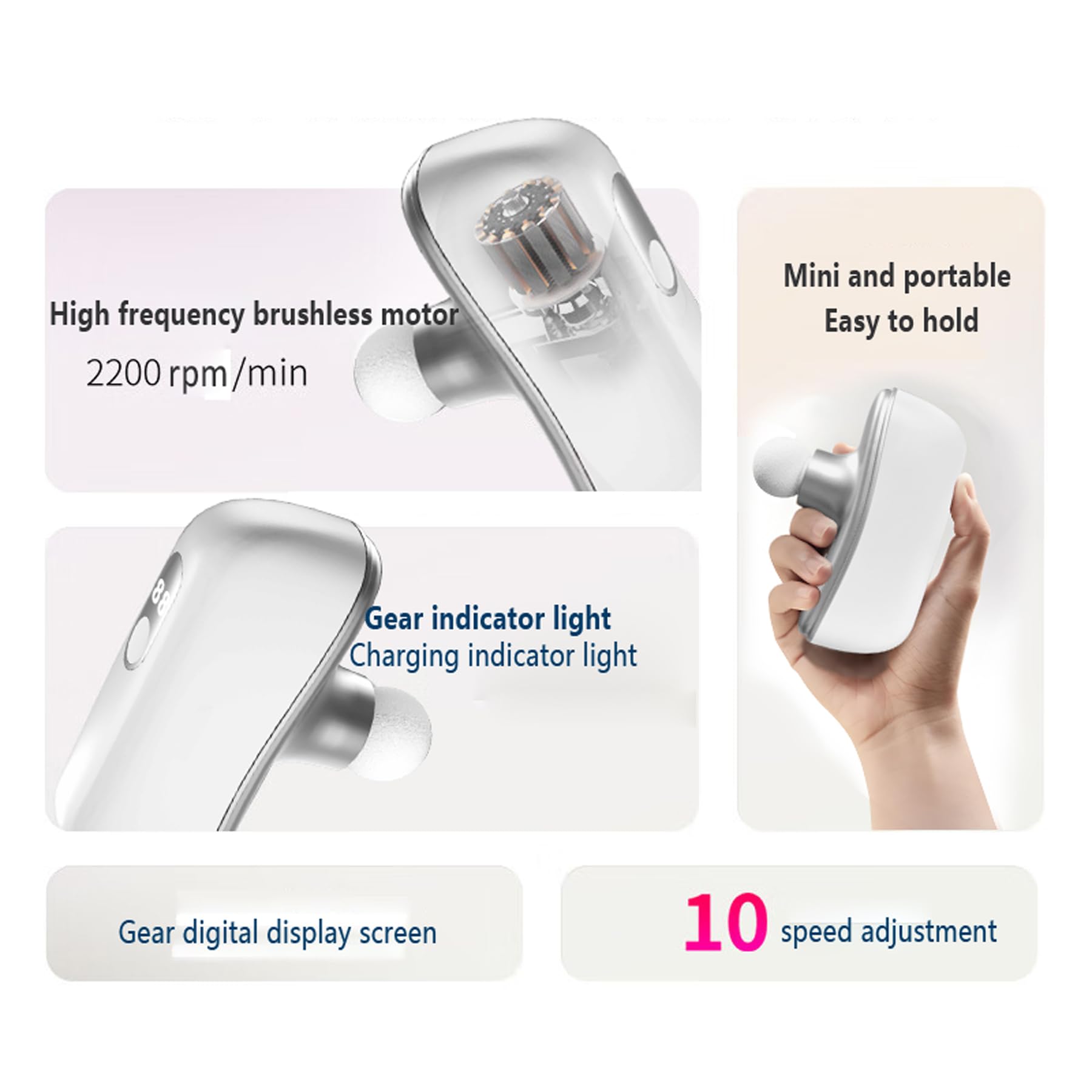 Woluki Mini Fascia Massage Gun digital display shows speed for control