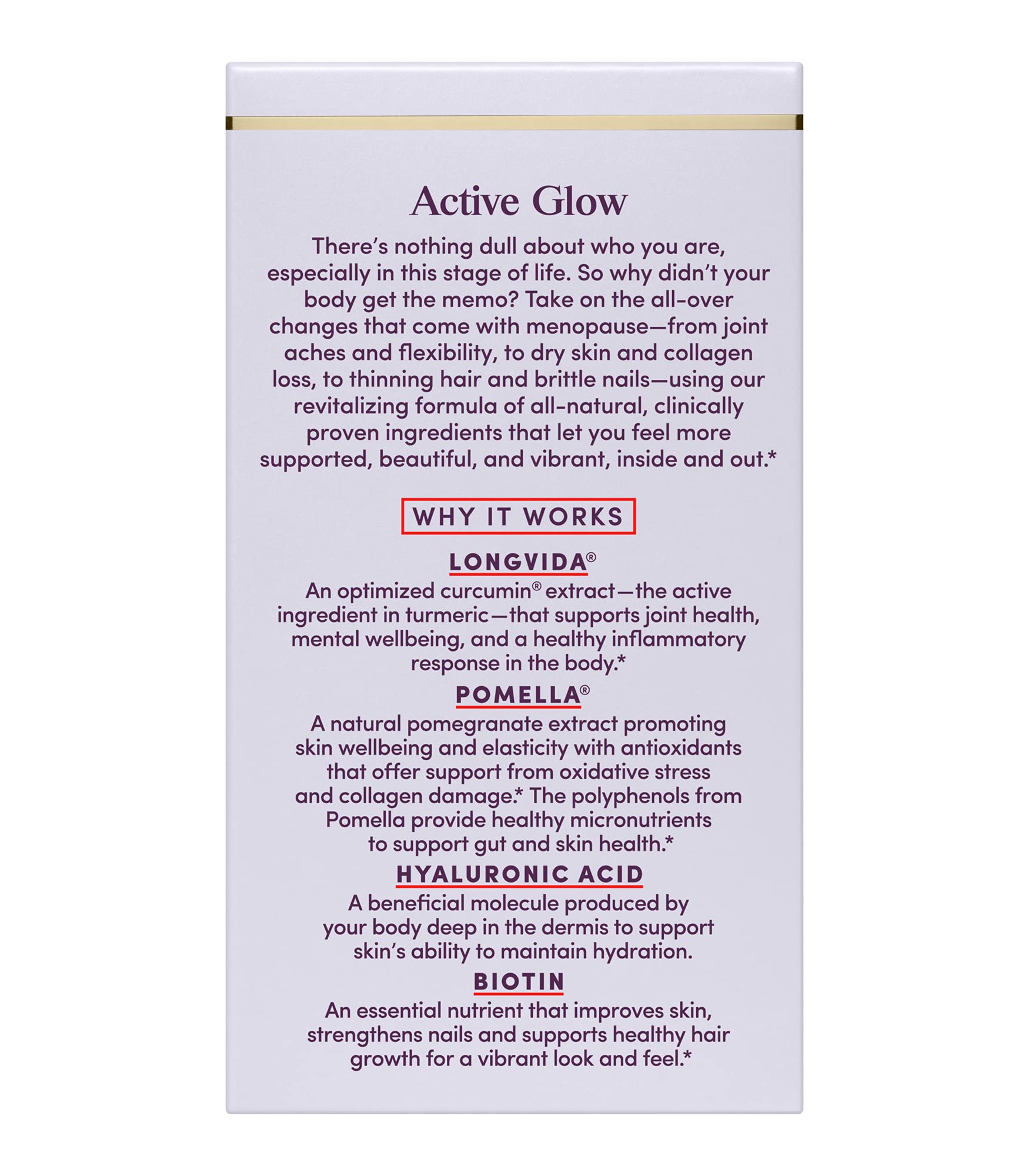 Womaness Active Glow hair strands highlighting potential vitality