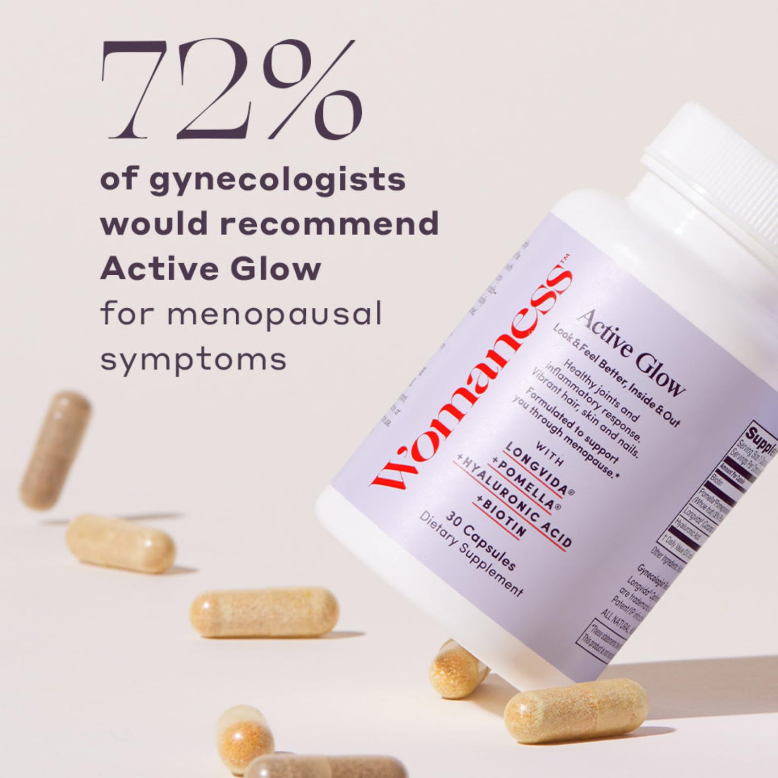 Womaness Active Glow skin radiance showing hydration and glow from within