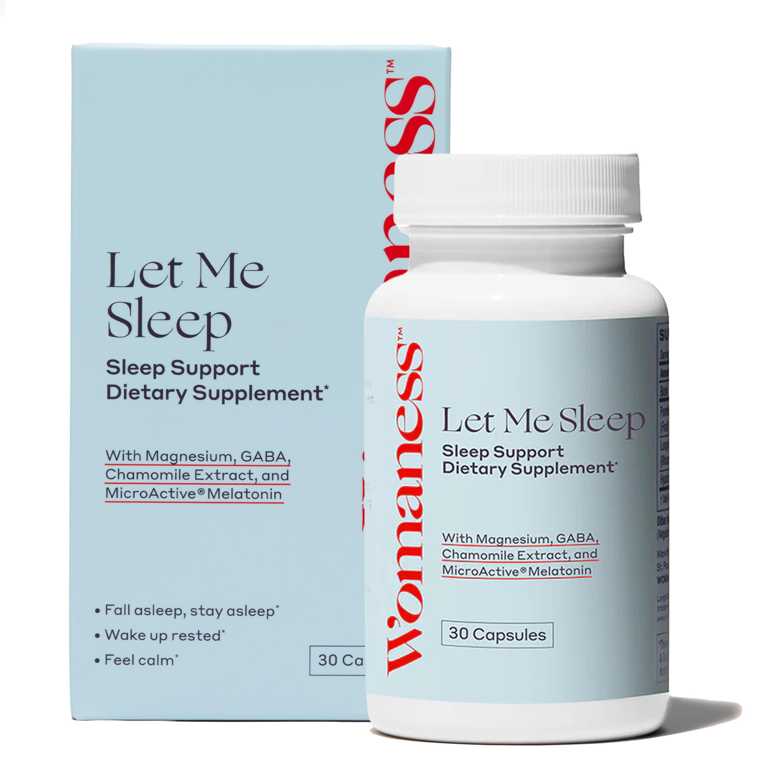 Womaness Let Me Sleep bottle - calming bedtime routine for restful nights.
