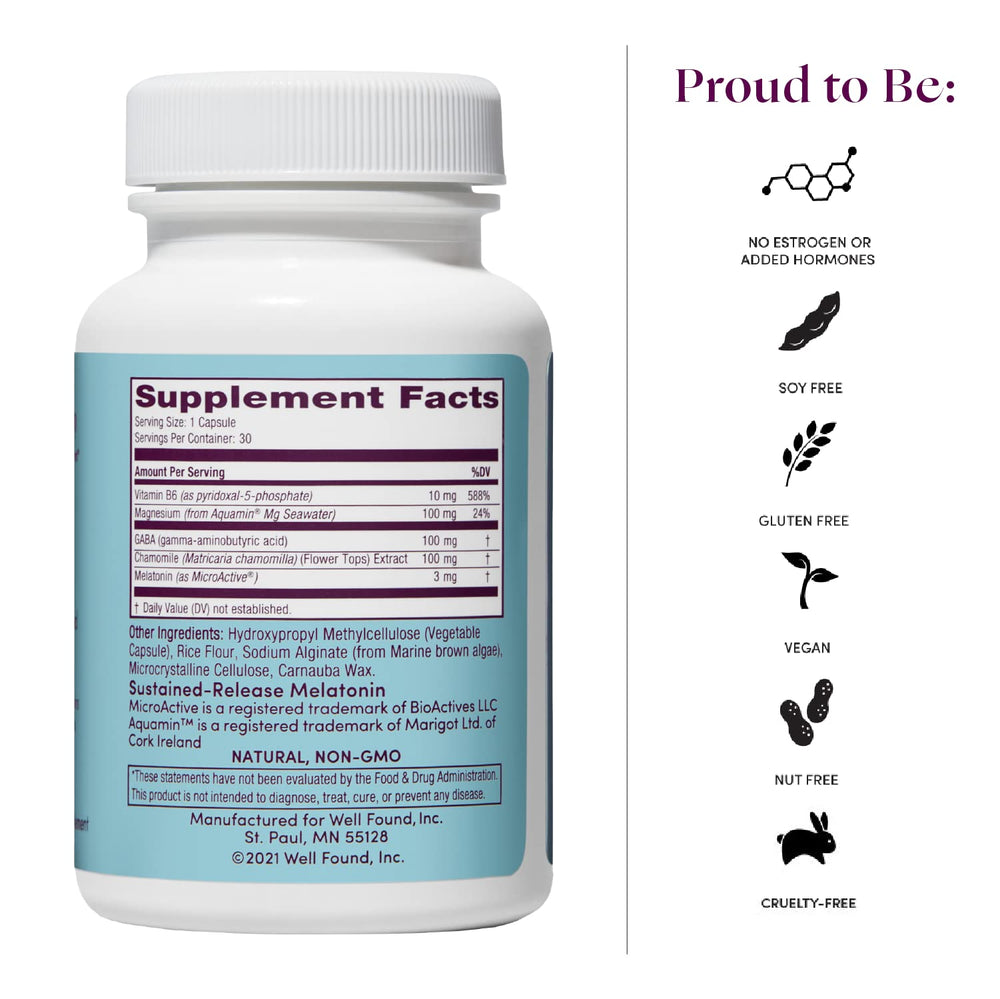 Womaness Let Me Sleep ingredients - magnesium and botanicals for relaxation.