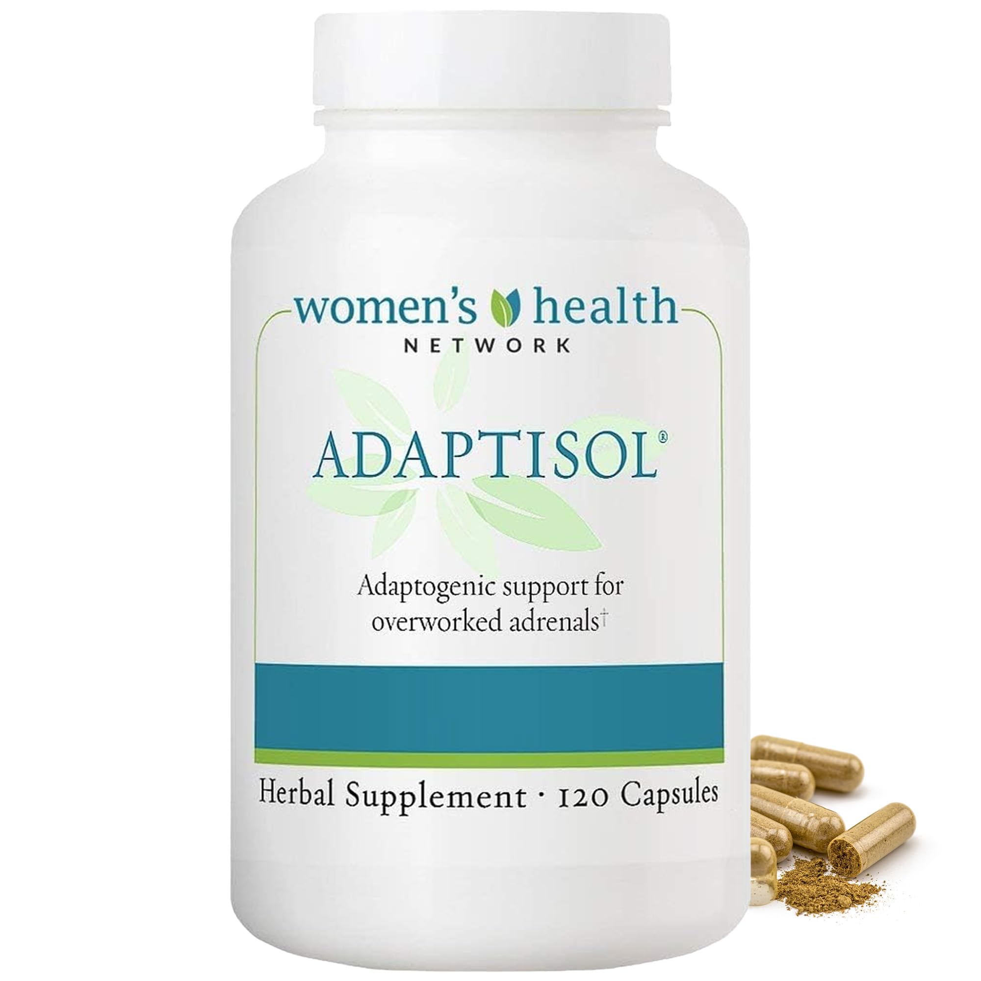 Women's Health Network Adaptisol bottle front promotes cortisol support.