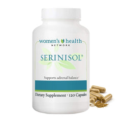 Women's Health Network Serinisol capsules in bottle support adrenal balance.