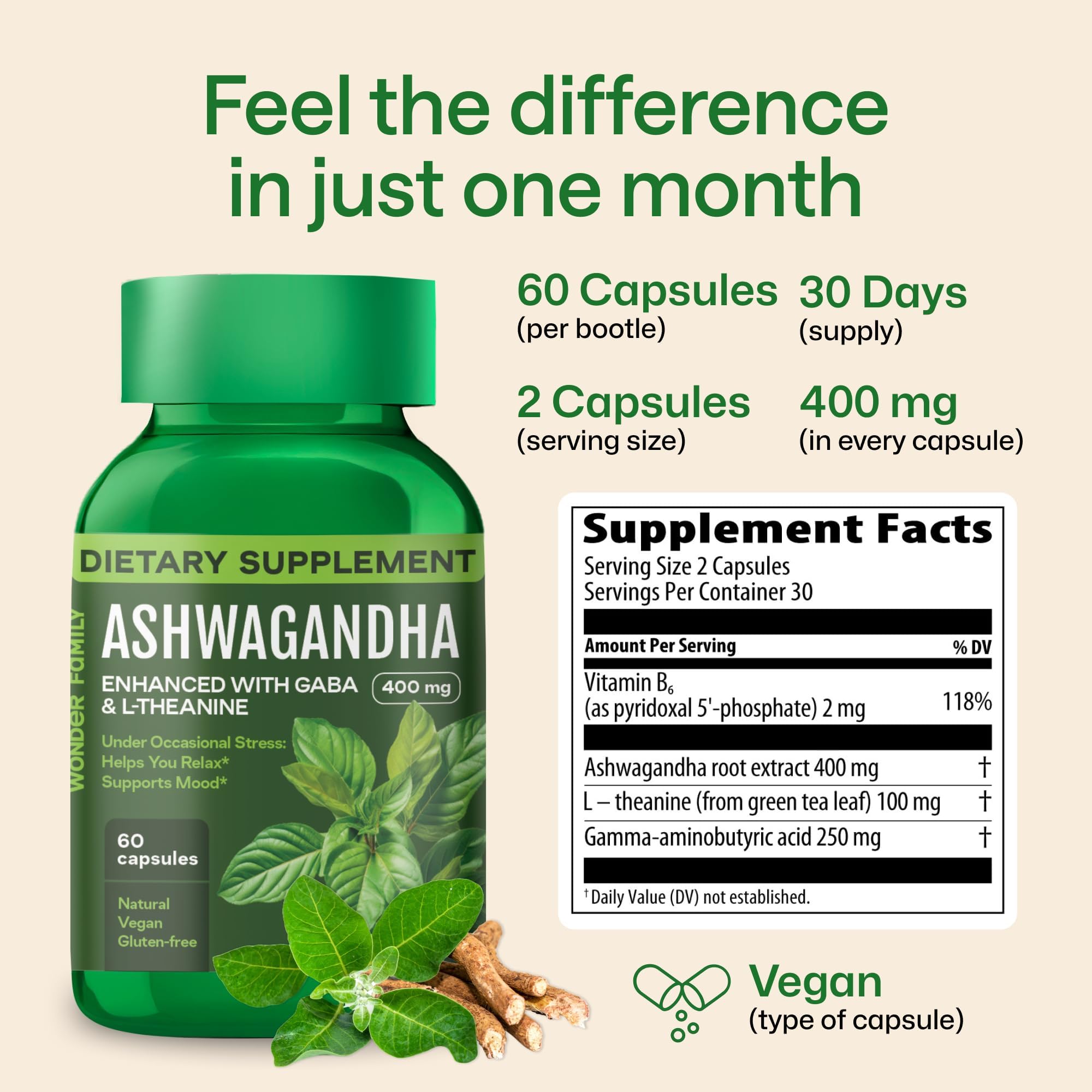 Wonder Family Ashwagandha Complex capsules close-up showing soft shells.