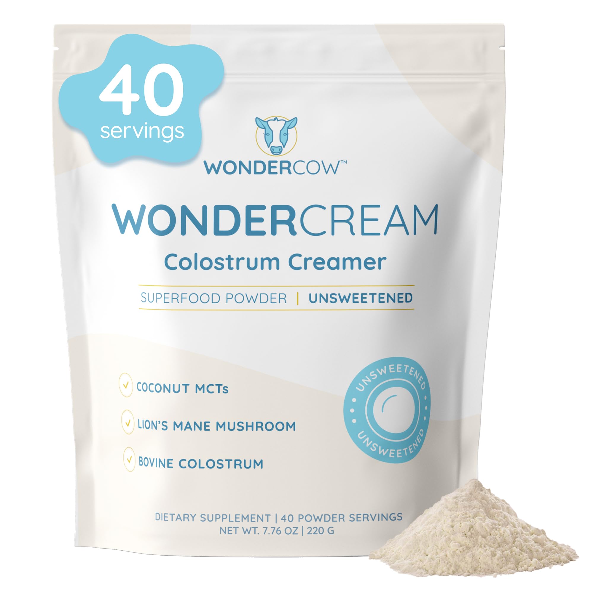 WONDERCOW bovine colostrum creamer poured into coffee for creamy texture