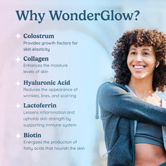 WonderCow capsules closeup highlights the texture-rich formula with collagen and biotin.
