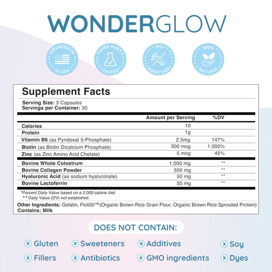 WonderCow capsules pour demonstrates convenient daily supplementation for hair and skin.