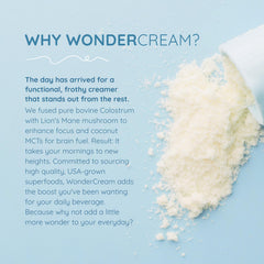 WonderCow coconut milk powder tub provides dairy-free creaminess for smoothies and coffee