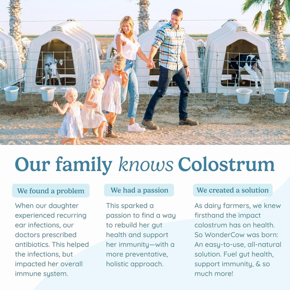 WonderCow colostrum sustainable farms logo signals ethical sourcing.