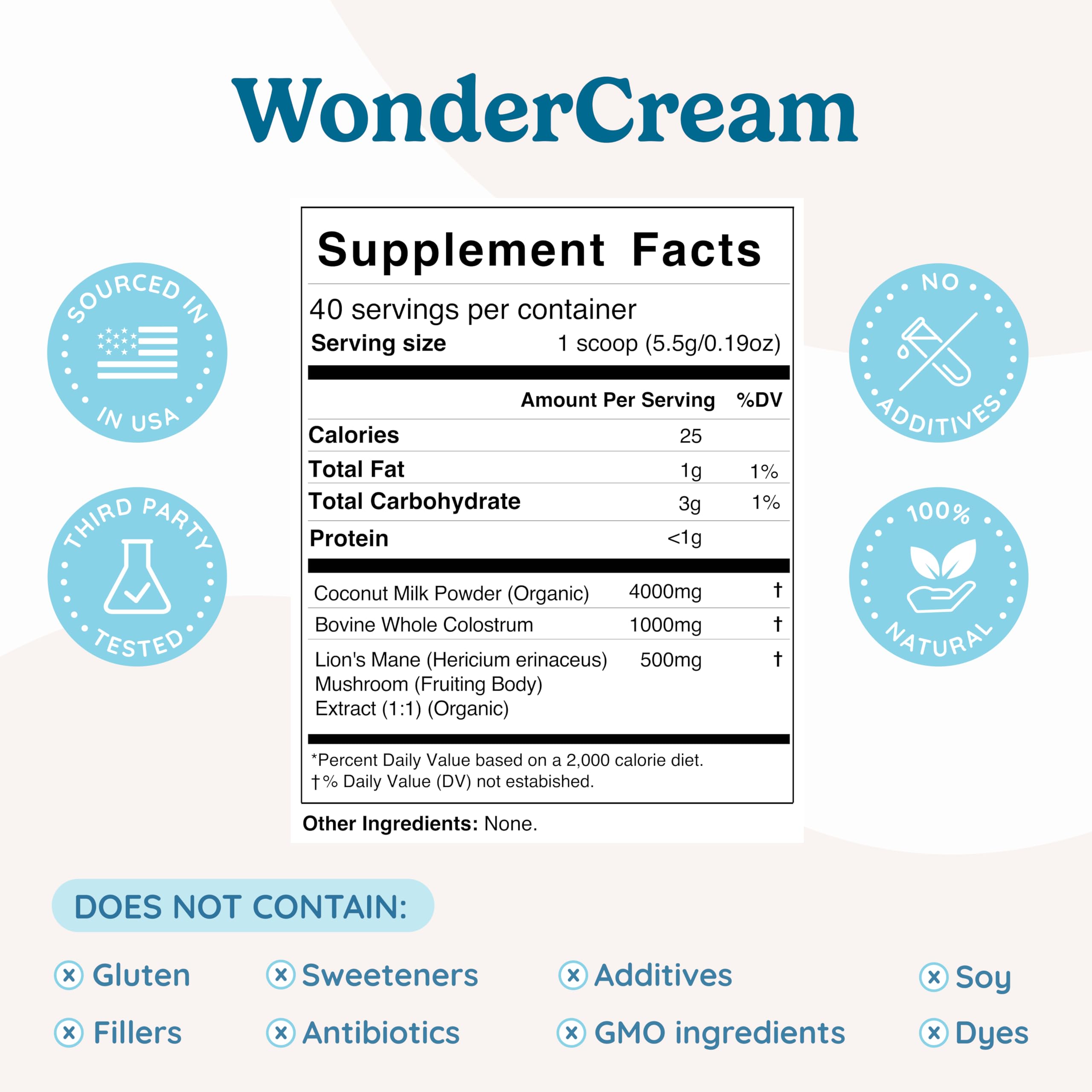WONDERCOW lions mane mushroom powder scoop enhancing beverages